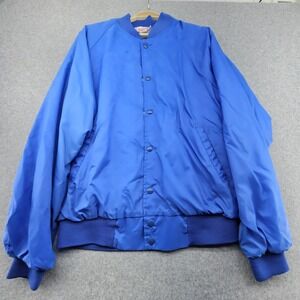 VINTAGE Hartwell  Jacket L 80's Bomber USA Made Blue Snap Button